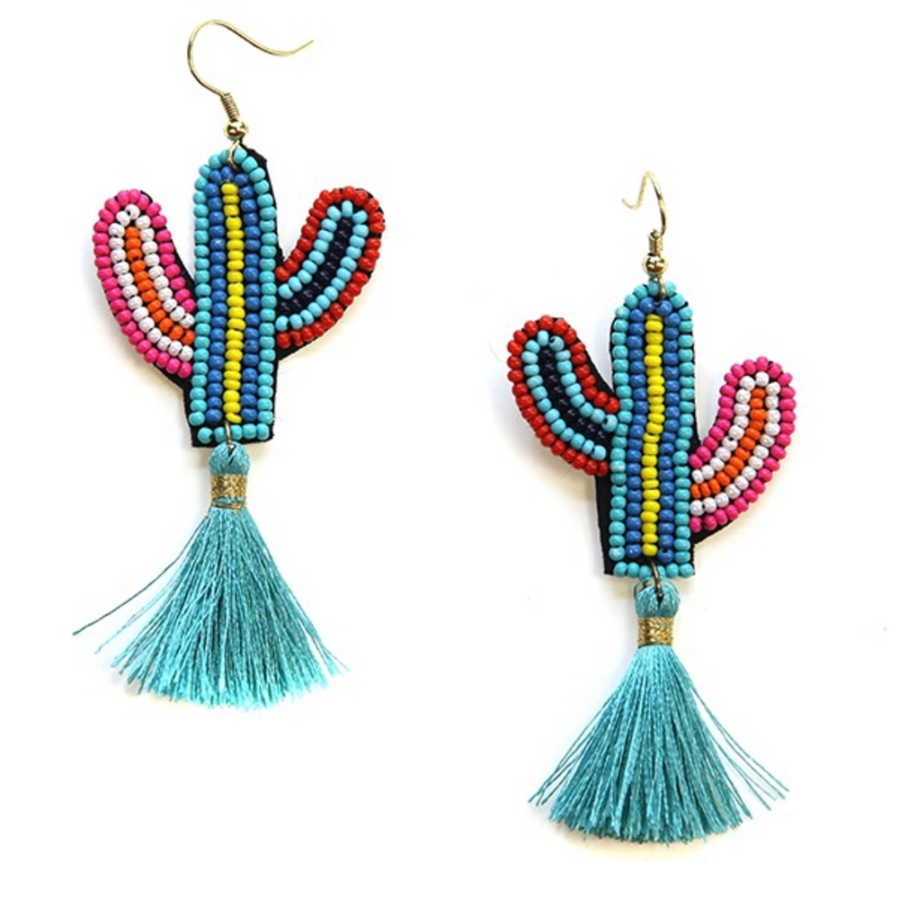 CACTUS seed bead EARRINGS - Southwest boho